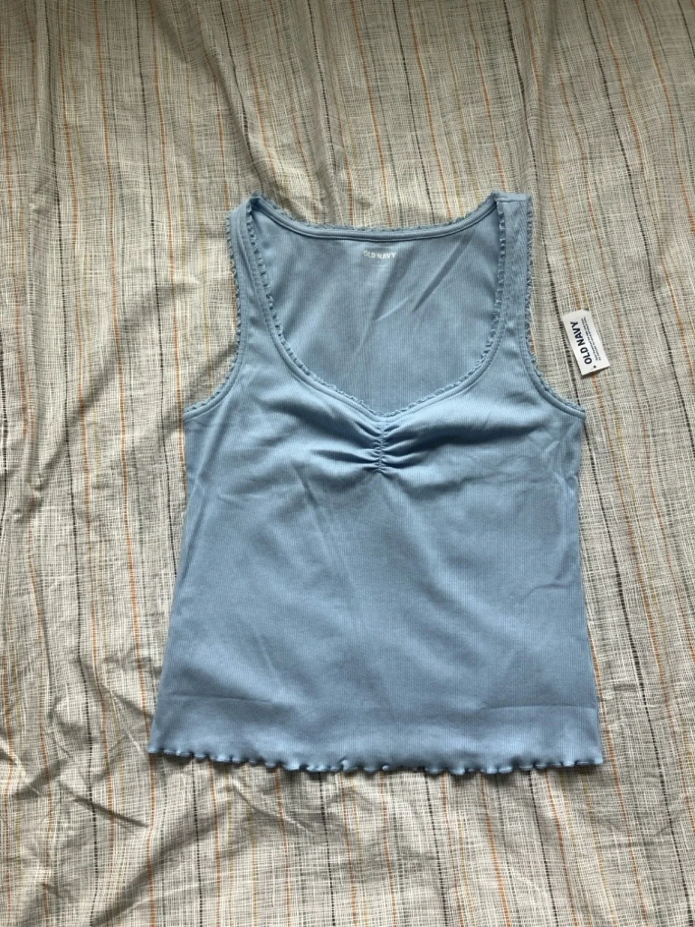Old Navy Light Blue Ribbed Cinched-Front Tank Top size L - Picture 10 of 11